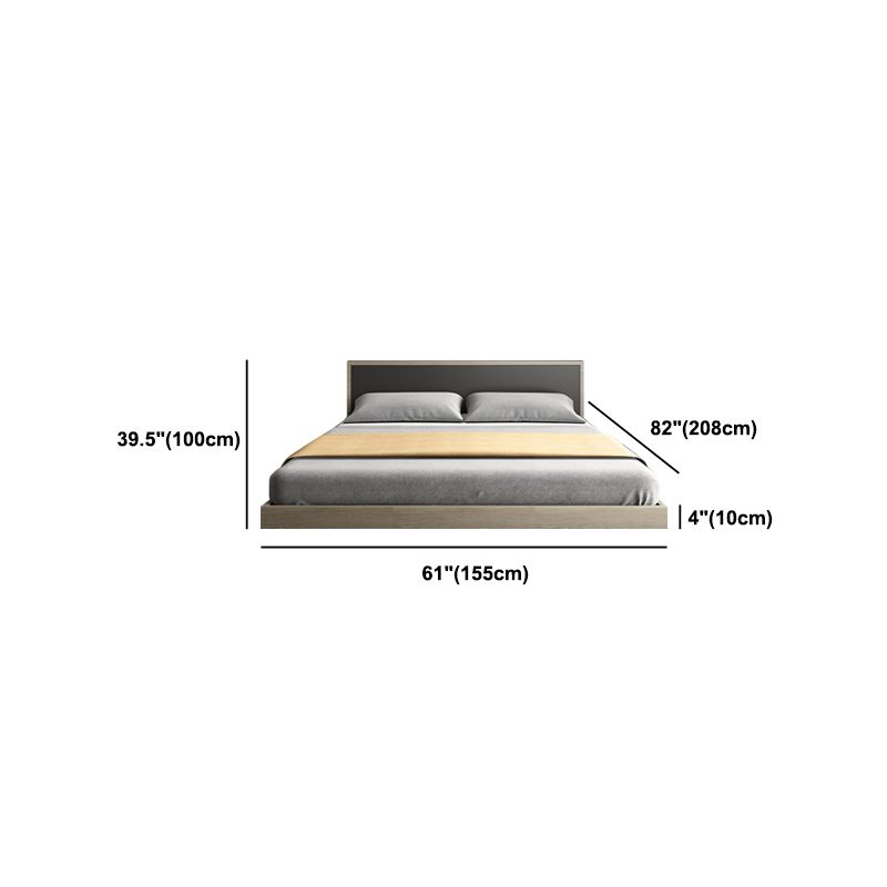 Contemporary Gray Panel Bed with Rectangular Headboard in Wood