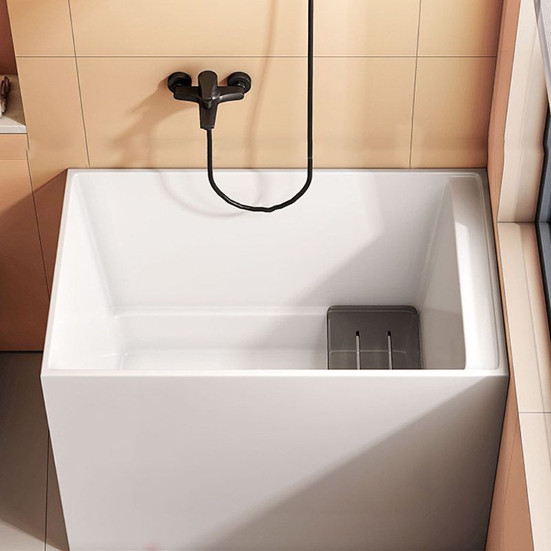 Modern Rectangle White Acrylic Bathtub Back to Wall with Drain Bath Tub