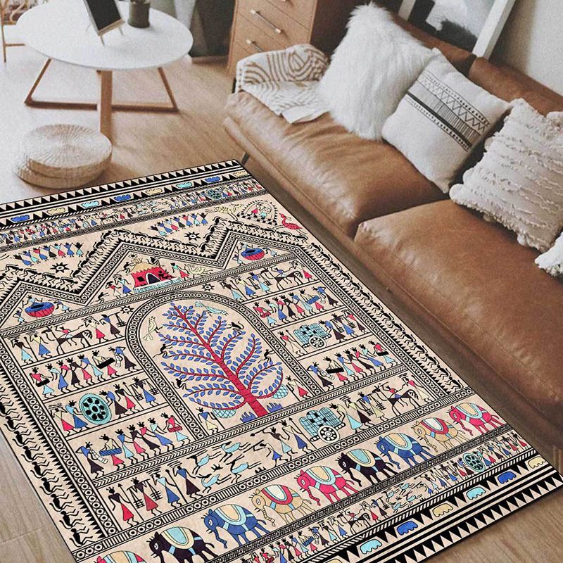 Fancy Tiger Print Rug Modern Polyester Area Rug Stain Resistant Rug for Drawing Room