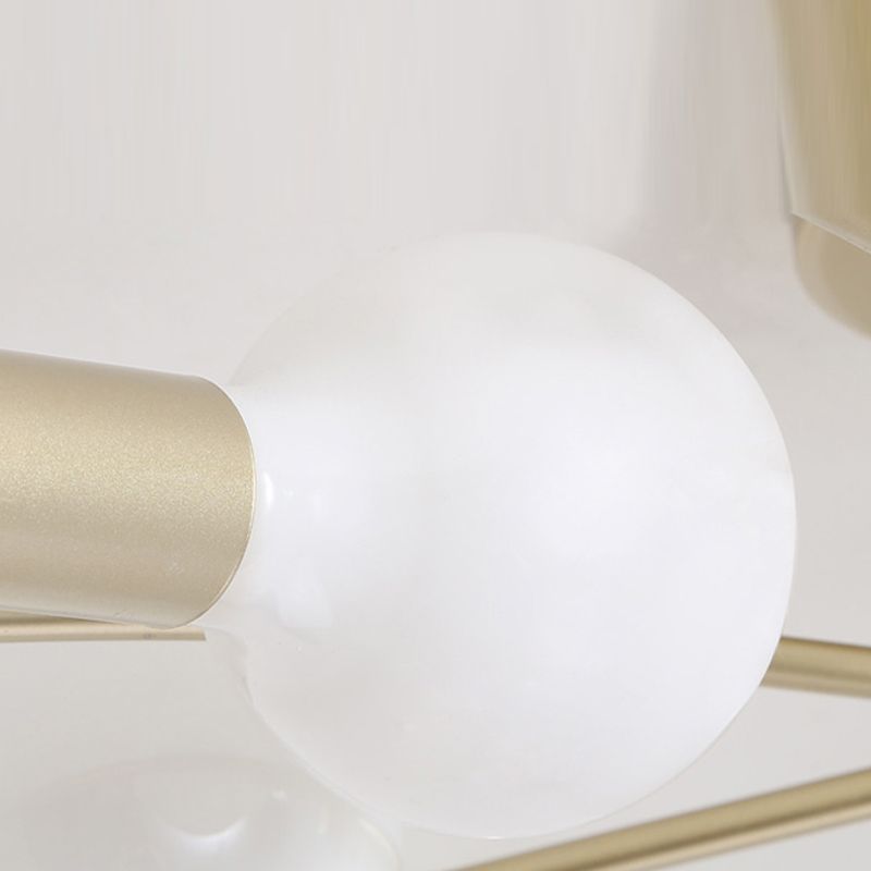 Golden Multi Head Ceiling Light Industrial Metal Semi Flush Mount Lamp for Living Room