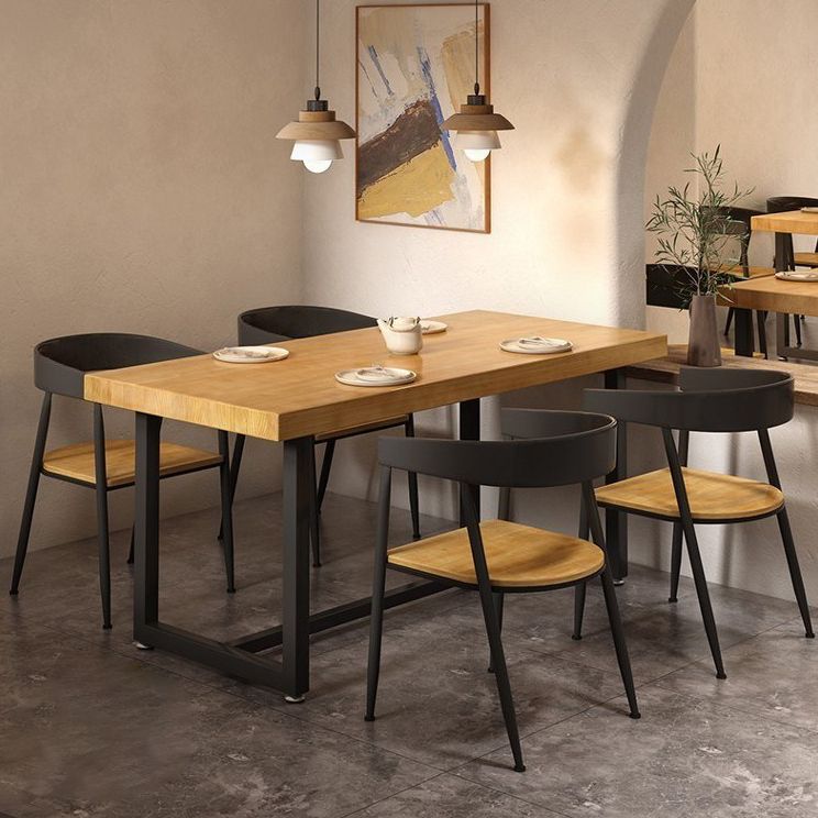 Dining Room Solid Wood Dining Table Rectangle Industrial Dinner Table
