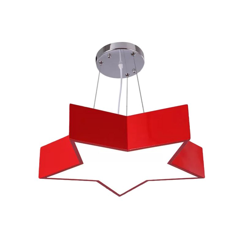 Red/Blue Five-Pointed Star Chandelier Light Children LED Acrylic Ceiling Suspension Lamp