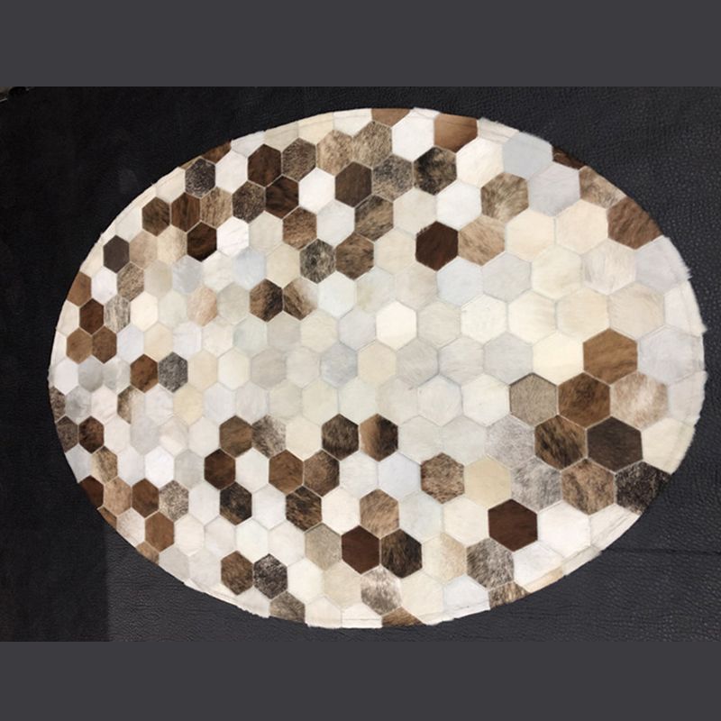 Minimalist Indoor Rug Geometry Pattern Rug Cowhide Stain Resistant Area Rug for Living Room
