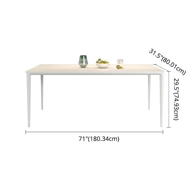 Modern Rectangle White Dining Set Kitchen Sintered Stone Top Dining Set with 4 Legs Base