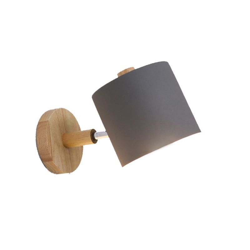 Macaron Cylindrical Wall Reading Lamp Metal 1 Head Bedroom Wall Light Fixture