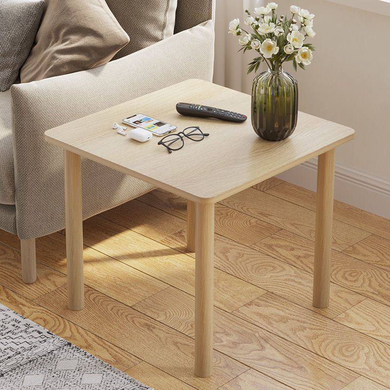 Scandinavian Wood End Table 4 Legs Sofa Side End Table with Shelf