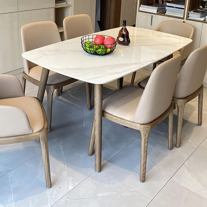 Modern Rectangle Stone Table Standard Height Table Dining Table with 4 Legs