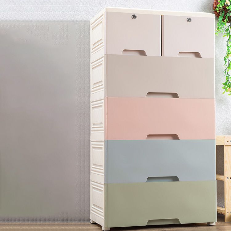 Plastic Vertical Contemporary Kids Nightstand with 5/6 Drawers for Bedroom