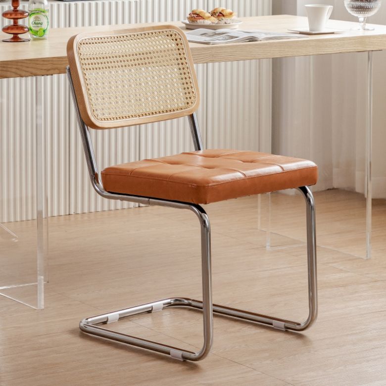 Industrial Side Chair Low Back Leather Dining Chair for Home