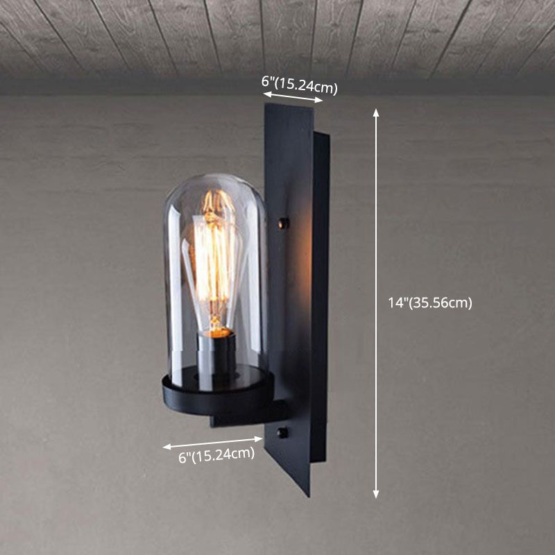 Glass Black Wall Lighting Fixture Shaded Industrial-Style Wall Light Fixture for Aisle