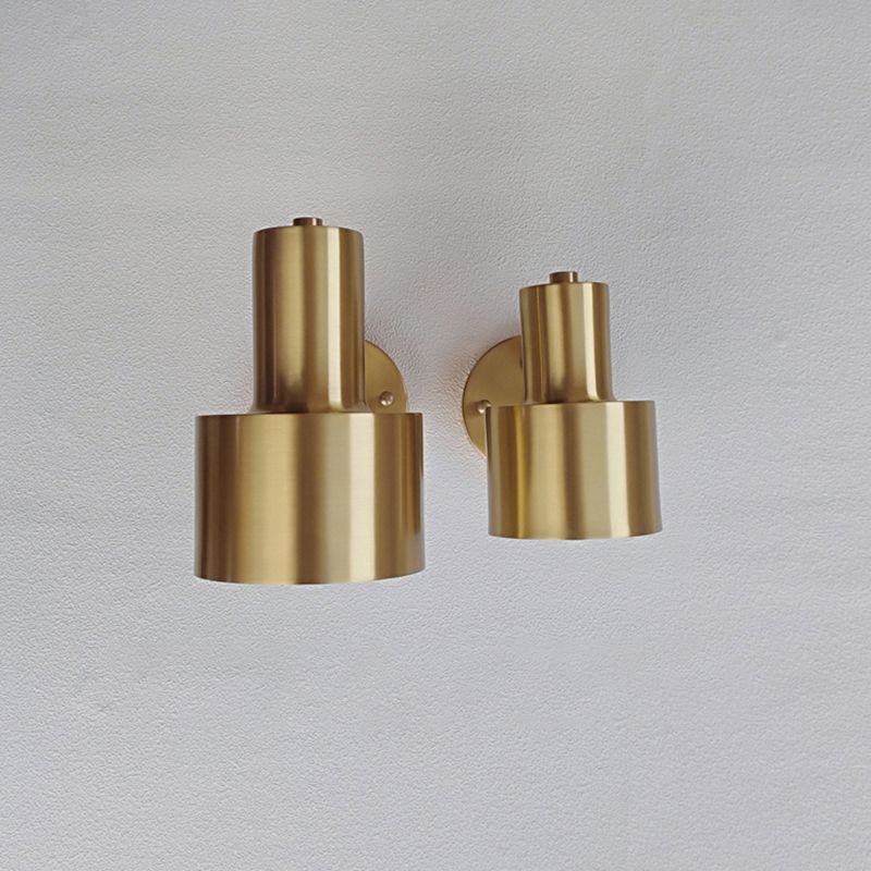 Gold Industrial Wall Sconce Cylinder Shape Vanity Lamp with Metal Shade for Bathroom