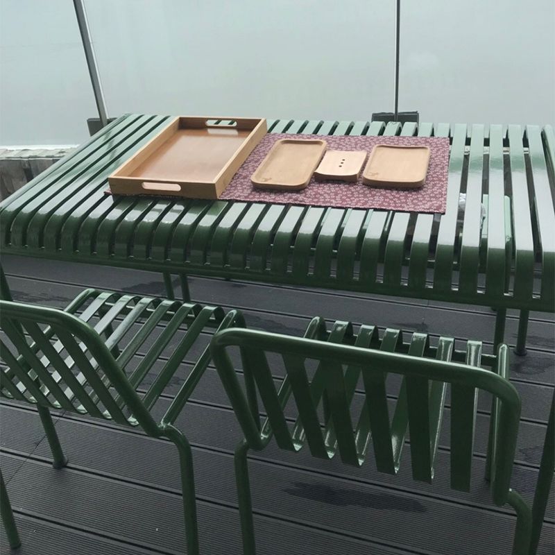 Metal Dining Table Industrial Green Rectangle Rust Resistant Table