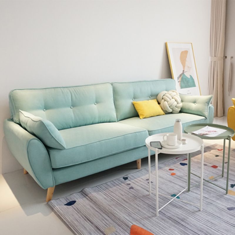 Loose Back Linen Square Arm Sofa with slipcovered Hair Pin Legs Settee
