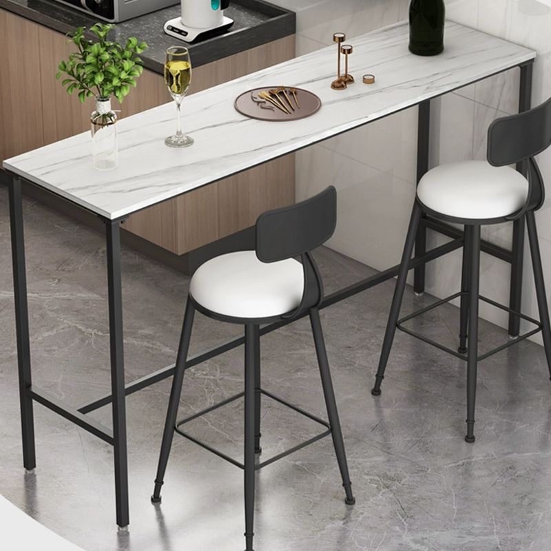 Modern Marble Bar Table with Rectangle Table Top Black Trestle Table - 42" H, Only Table