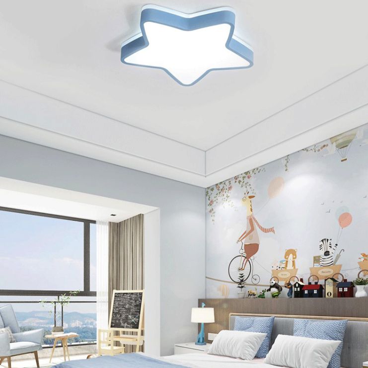 Acrylique Star LED Ceiling Light in Modern Concise Style Wrought Iron Macaron Flush Mount for Bedroom