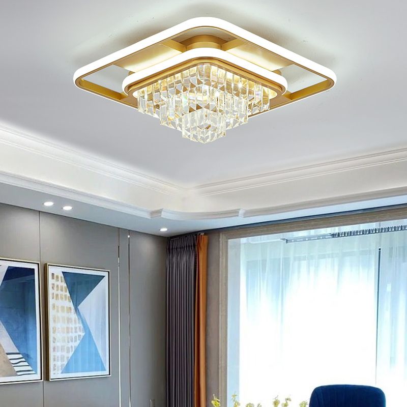 Plafonnier LED en forme de géométrie Simple et moderne, montage encastré en cristal de fer pour le salon