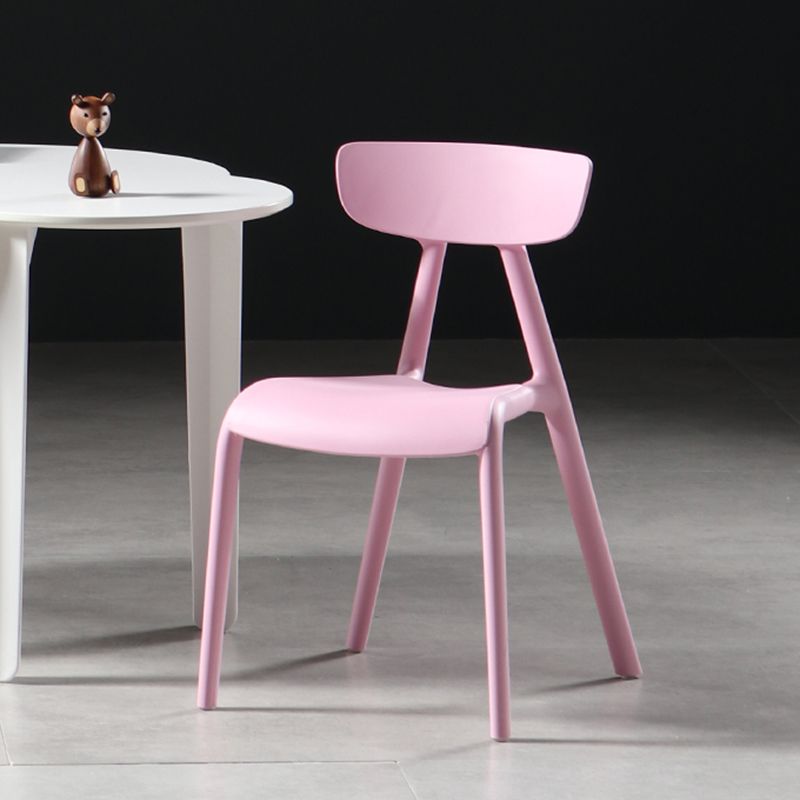 Metal Solid Color Armless Chair Four-Leg Stackable Accent Chair