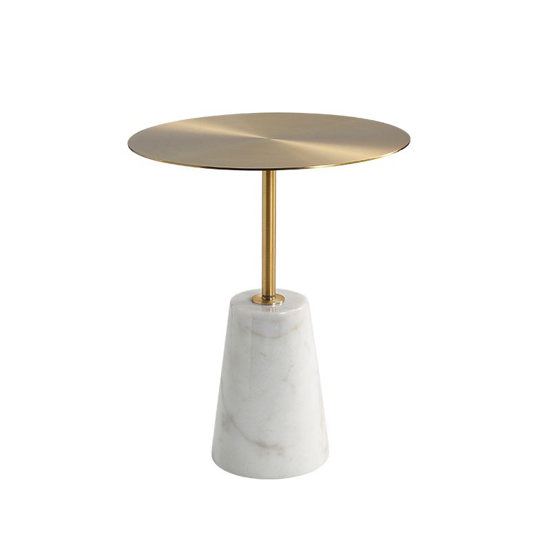 Modern Pedestal Side Table Round Metal Sofa End Table for Living Room