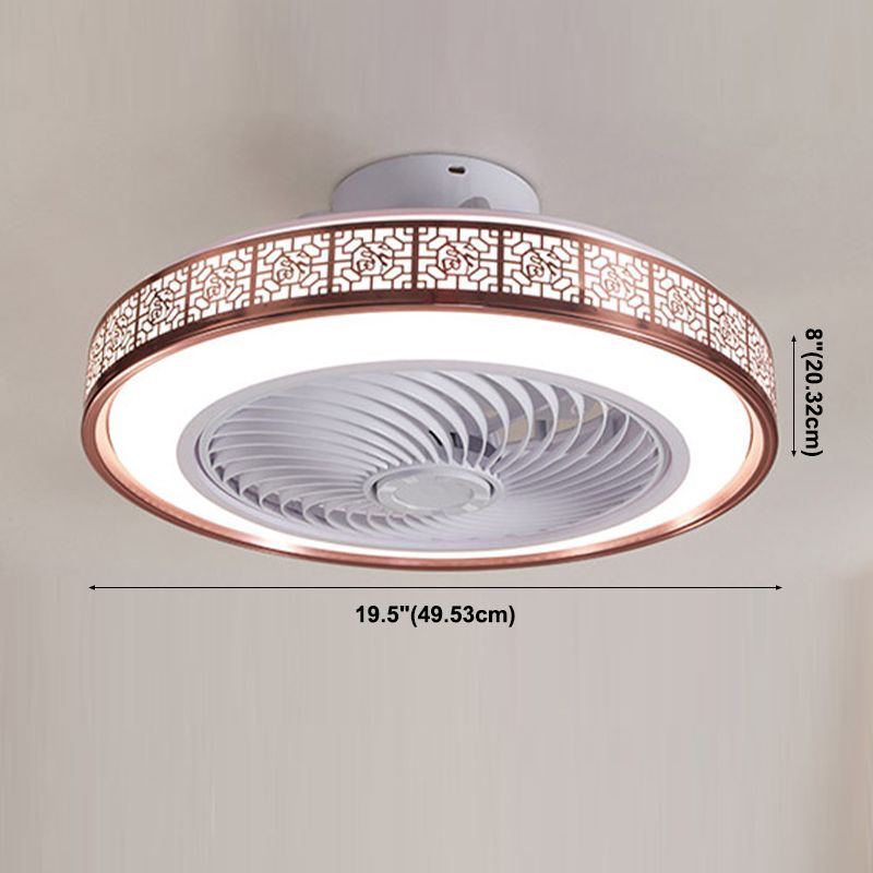 Drum Metallic LED Affermazione del ventilatore a soffitto Funzione semi -filo moderna Light per sala da pranzo