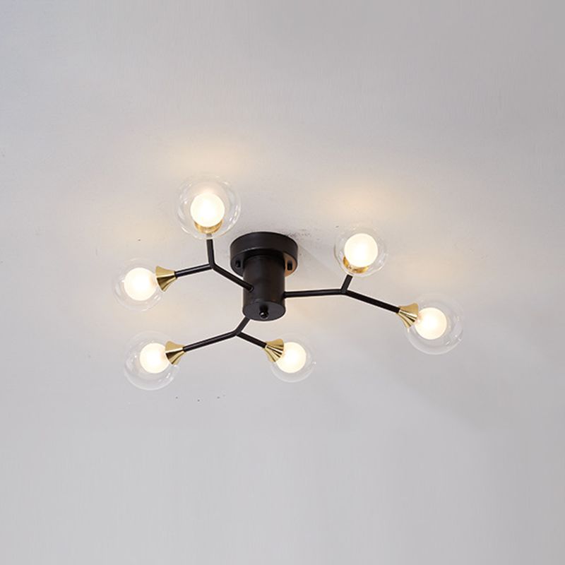 Nordic Modern Minimalist Glass Flush Mount Lamp with Glass Shade for Sitting Room