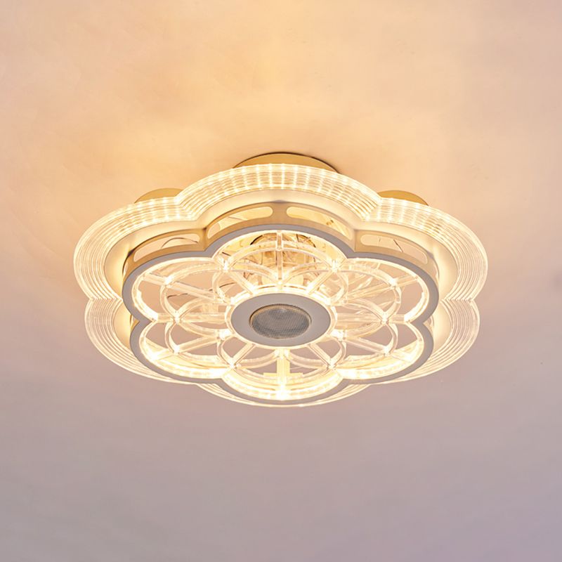 White LED Ceiling Fan Light Simple Ceiling Mount Lamp with Acrylic Shade for Bedroom