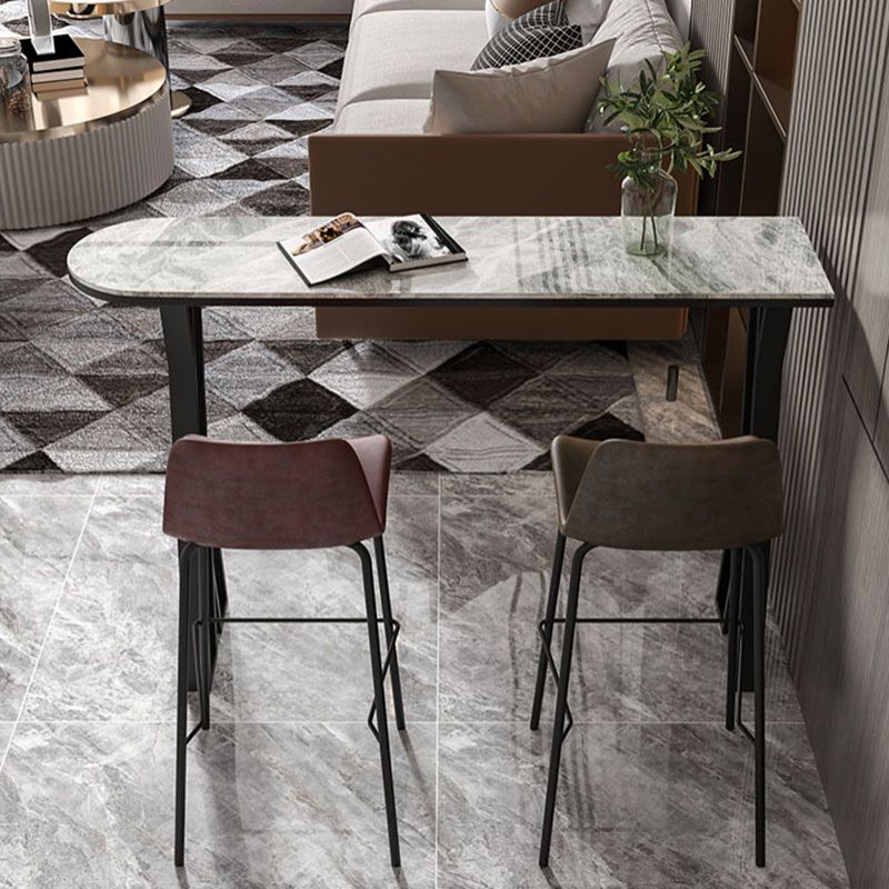 Industrial Style Bar Table Artificial Stone Top 42-inch Height Pub Table for Dining Room