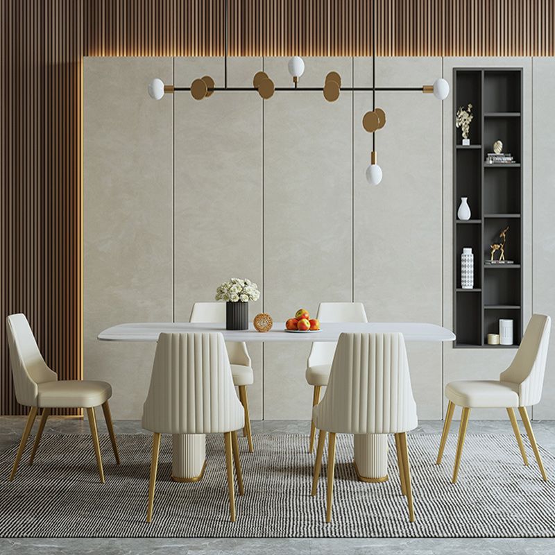 1/2/5/7 Pieces Dining Set Glam Style Rectangle Sintered Stone Dining Table Set