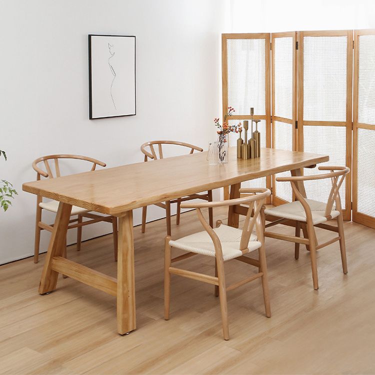Pine Wood Dining Table Contemporary Rectangle Table with Sled Base