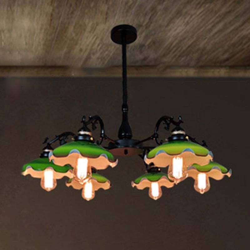 Accumulo di lampadario in vetro verde il lampadario retrò la lampada a soffitto