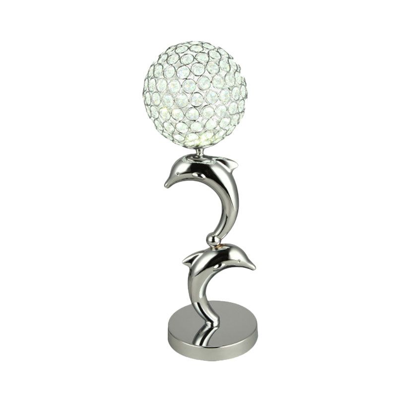 Crystal Chrome Table Light Dolphin and Globe LED simple table de chevet pour salle d'étude