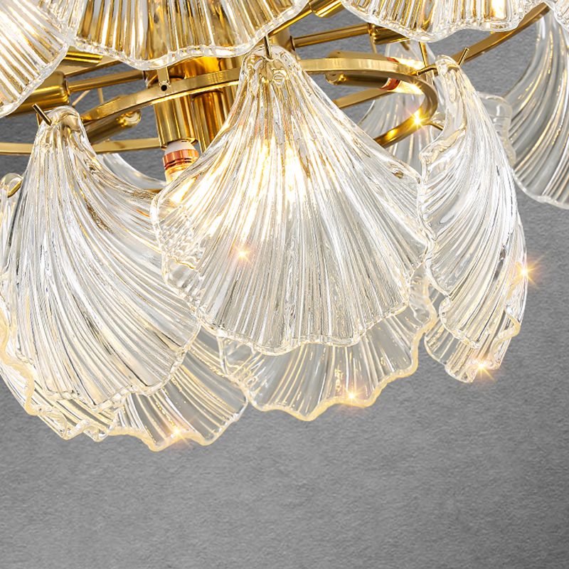 Einzigartige Form Pendelleuchte zeitgenössische Glaskronleuchterleuchten in Gold