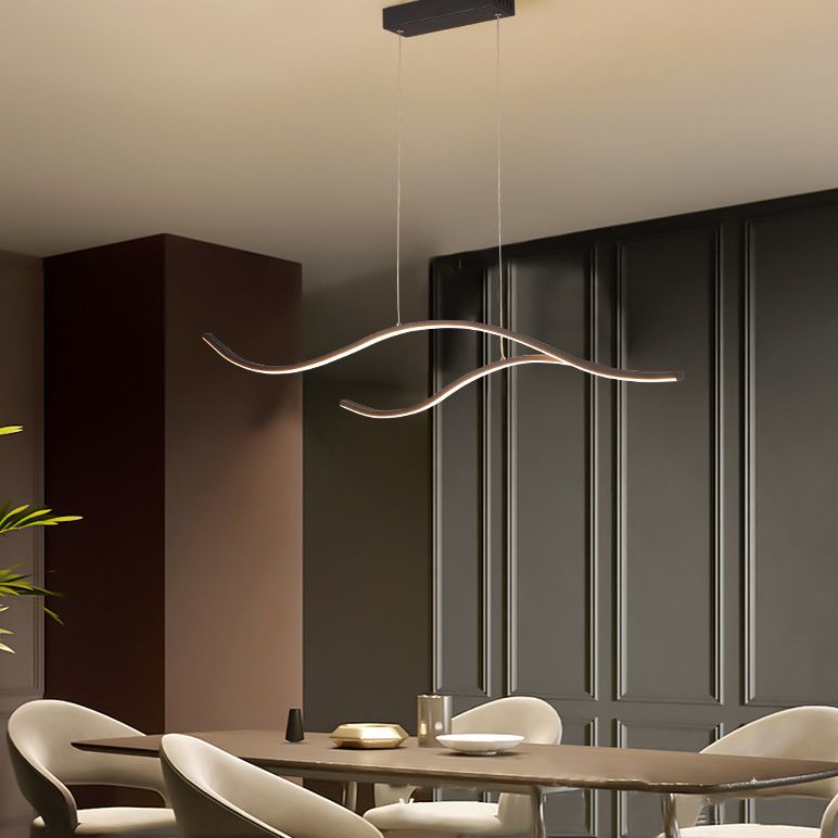 Linea ondata in stile nordico Led Light Minimalismo Metal Long Strip Apparecchiatura per sala da pranzo