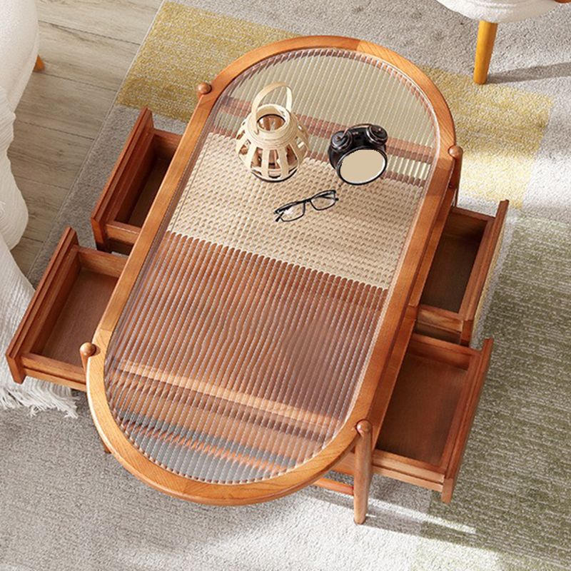 4 Legs Coffee Table Modernism Wood Cocktail Table in Natural