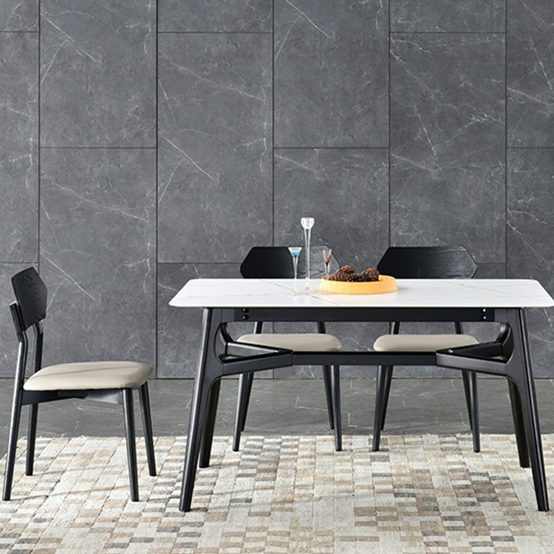 Open Back Side Chair Industrial Black Armless Dining Chairs for Home