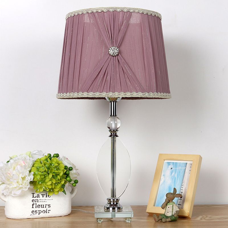 K9 Carril de cristal Noche Minimalismo 1 lámpara de mesa de la cabeza en púrpura con detalles trenzados falsos