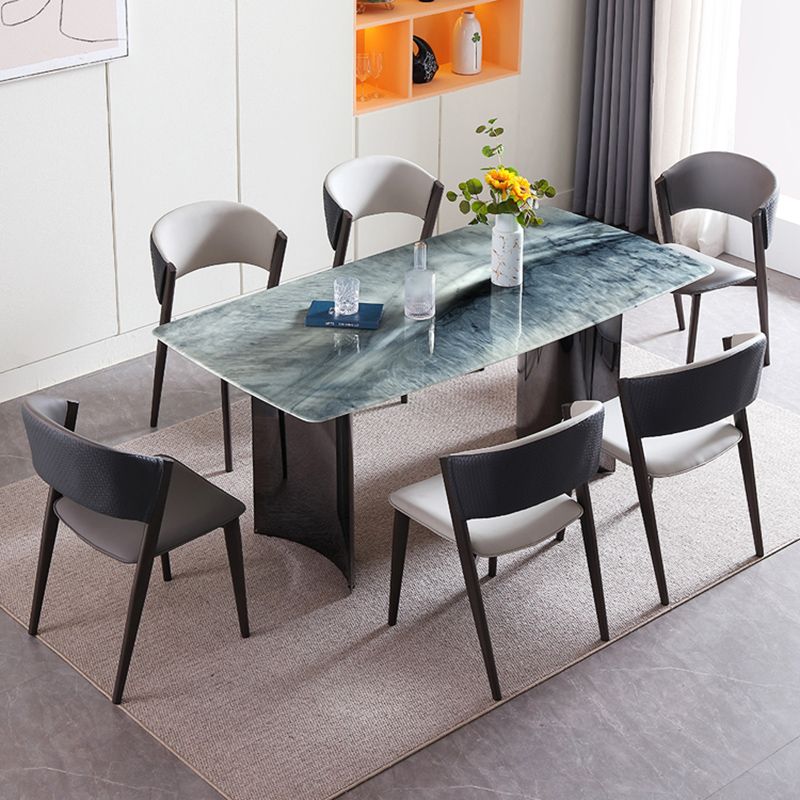 Modern Dining Set 1/5/7 Pcs Rectangle Marble Dining Table with Armless Chairs