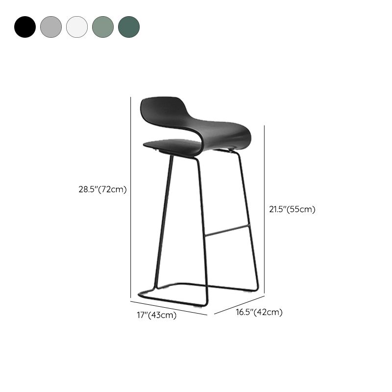 Industrial Armless Bar Stool Plastic and Steel Bar Stool for Living Room