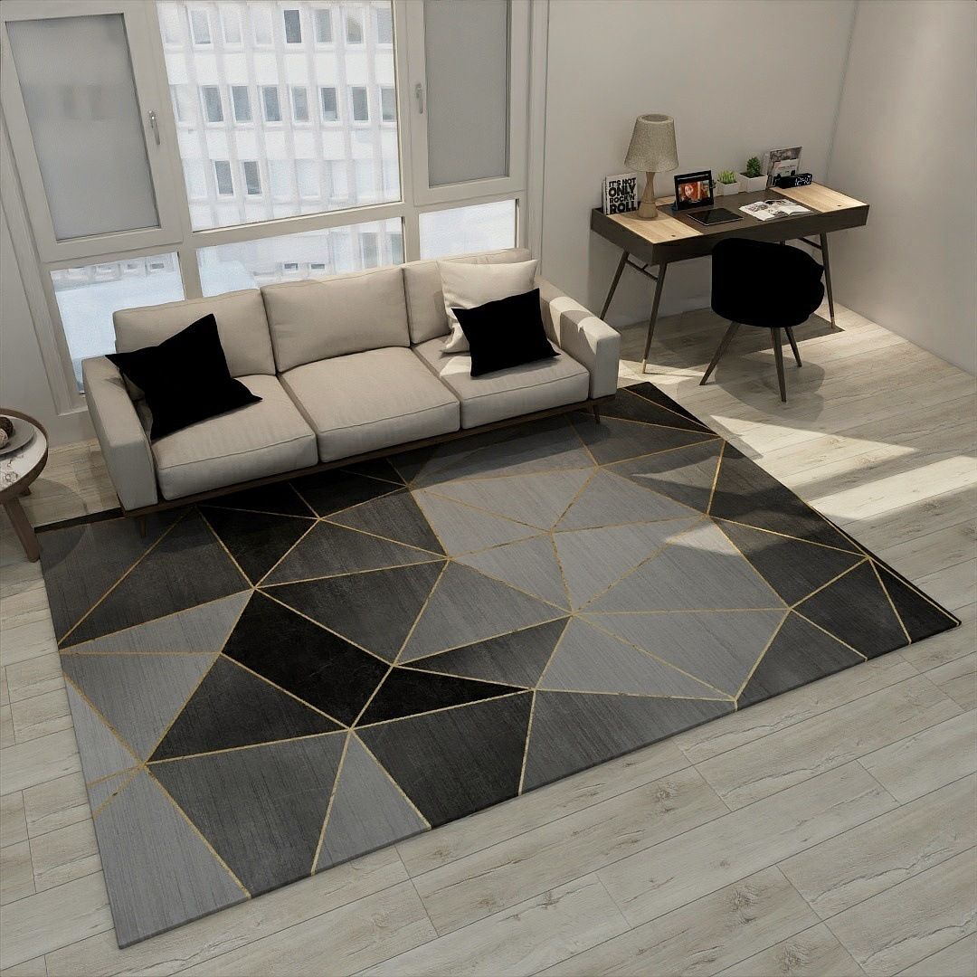 Chic Geometric Colorblock Print Rug Multi Colored Modern Rug Polyester Machine Washable Non-Slip Backing Pet Friendly Rug for Room