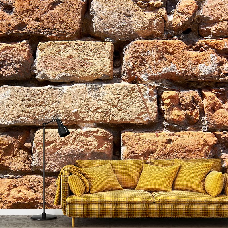 Vintage Style Brick Wall Mural Wallpaper Moisture Resistant for Living Room