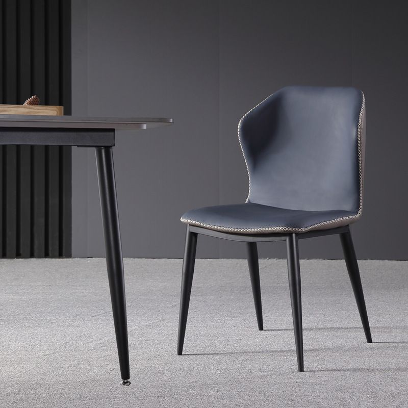 Industrial Design Wingback Armless Chairs Faux Leather Side Chair