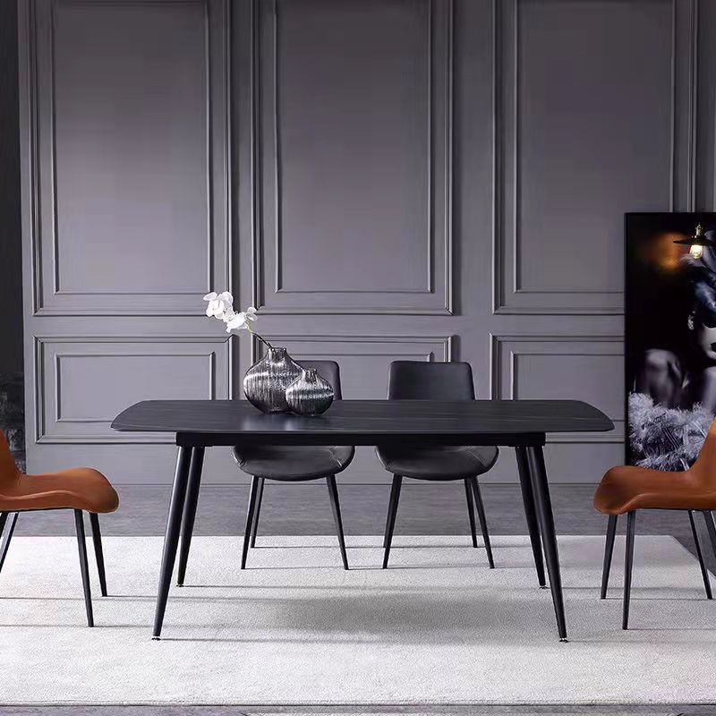 Rectangle Sintered Stone Dining Table Industrial Kitchen Table with 4 Legs