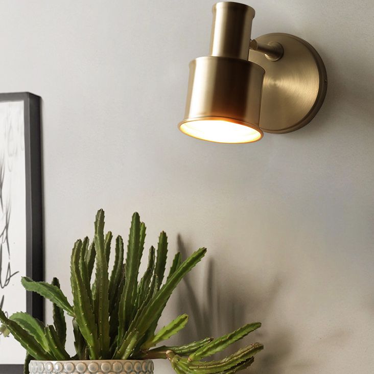 1-Light Simplicity Brass Wall Sconce Angle Adjustable Design Postmodern Style Wall Mount Light for Bedroom