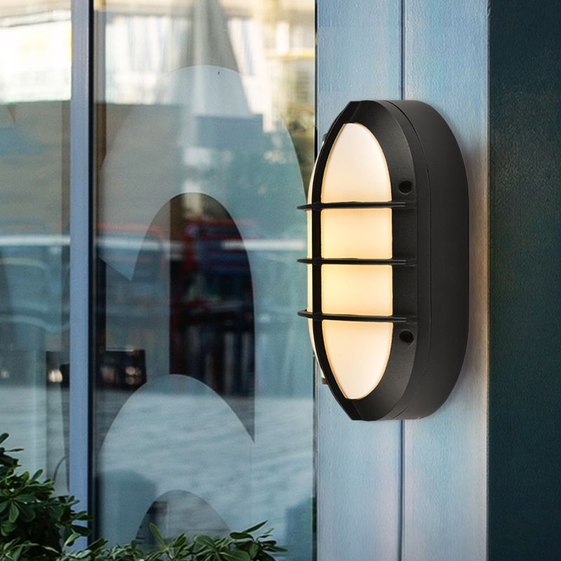 1 Light Wall Lamp Classic Style Elliptical Opal Glass Wall Mount Lighting in Black with/without Frame