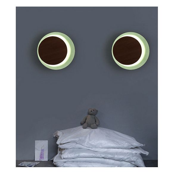 Éclairage d'applications à disque rond en bois de style minimaliste moderne 1 appliques lumineuses
