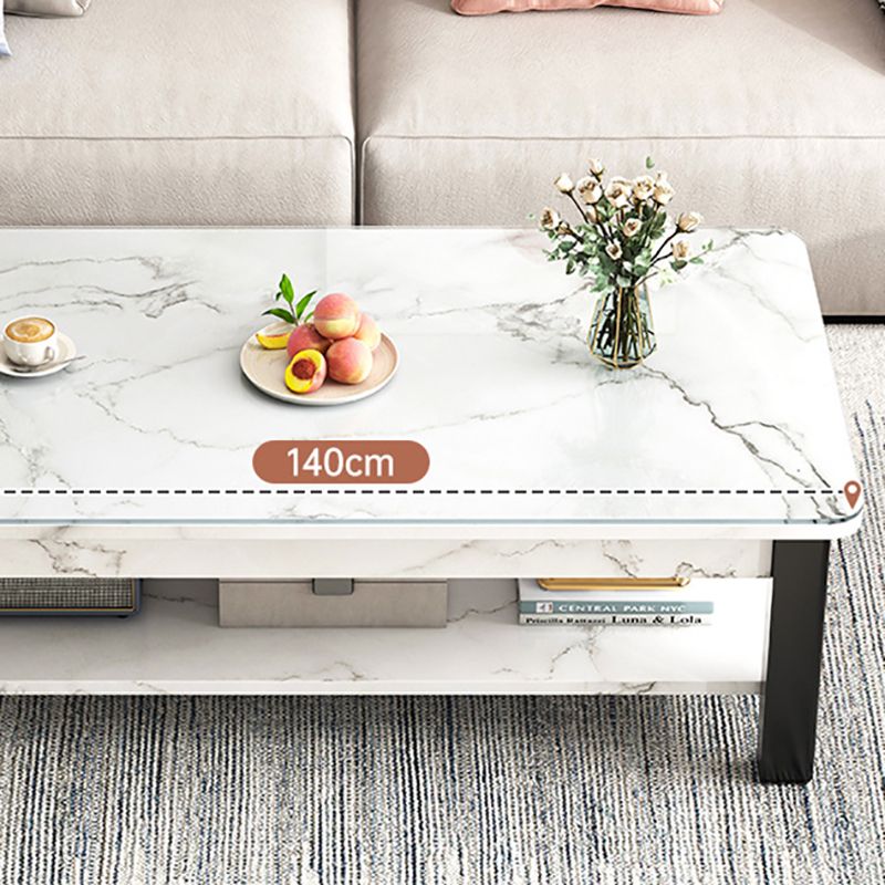 16"H Contemporary Coffee Table Stone Rectangle Coffee Cocktail Table