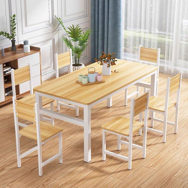 Modern Kitchen Dining Room Set with Wood Top and Double Pedestal Base Furniture for Home Use