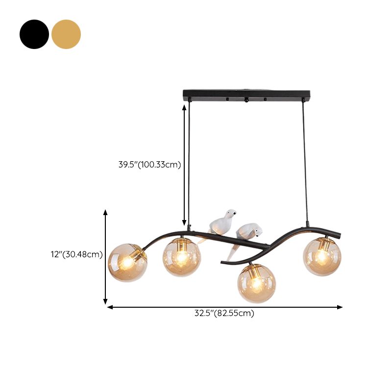 Contemporary Glass Island Lighting Fixture Creative Hanging Light for Dining Room