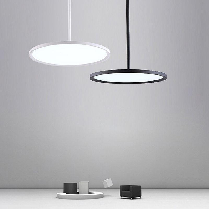 1 Light Round Suspension Pendant Modern Style Metal Down Lighting