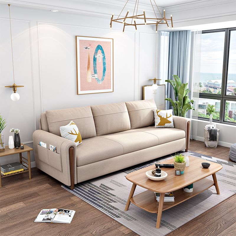 Flared Arms Futon Foldable Pillow Included Cushion Back Sleeper Sofa with Storage