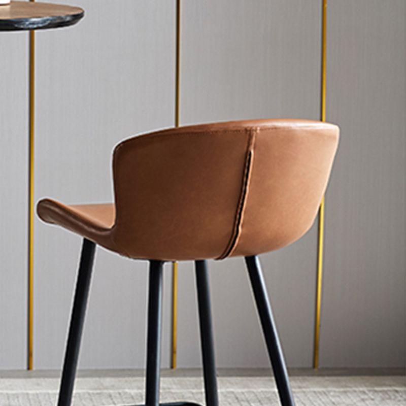 Contemporary Armless Bar Stool Faux Leather Bar Stool for Living Room
